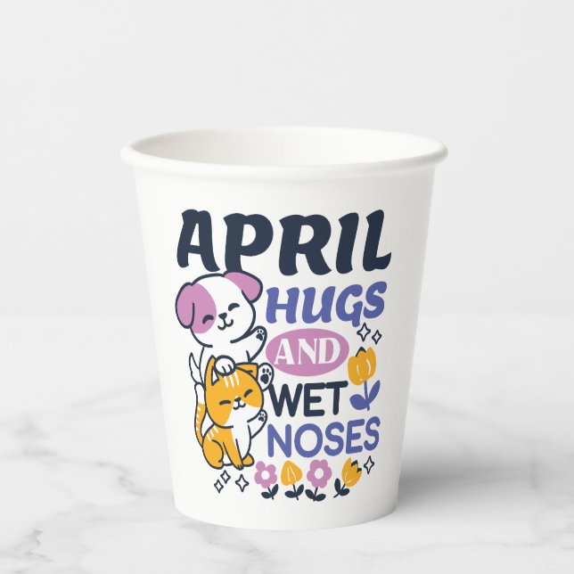April Hugs und Nassnasen - Niedliche Hunde und Kat Pappbecher (Vorderseite)