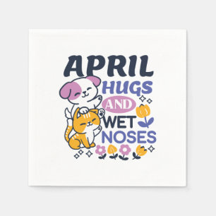 April Hugs und Nassnasen - Niedliche Hunde und Kat Serviette