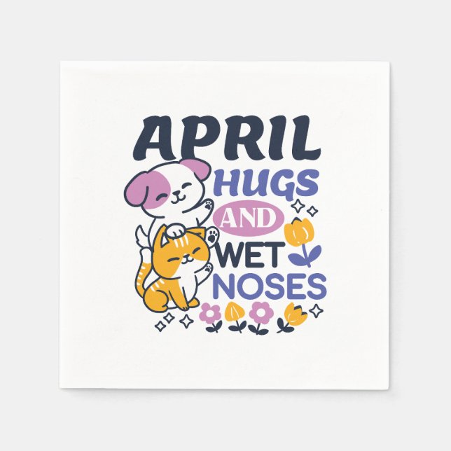 April Hugs und Nassnasen - Niedliche Hunde und Kat Serviette (Vorderseite)