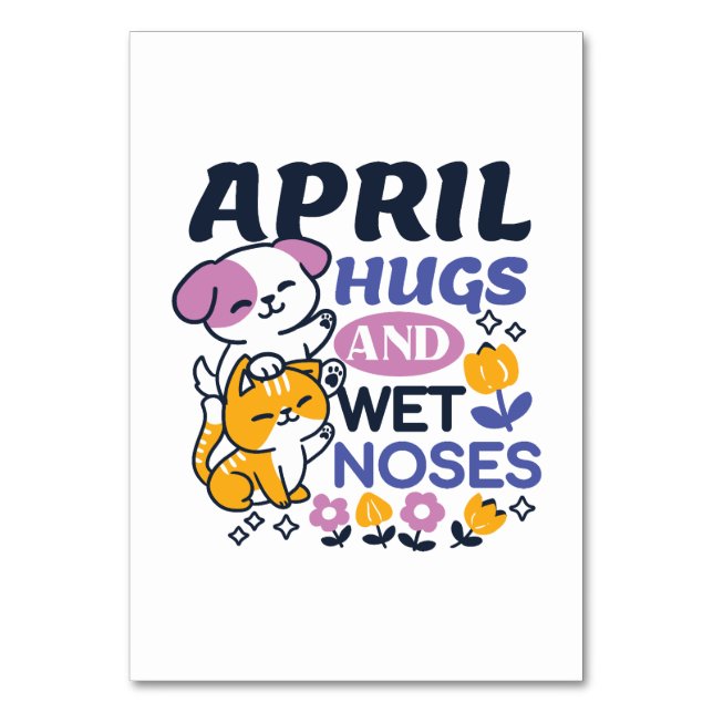 April Hugs und Nassnasen - Niedliche Hunde und Kat Tischnummer (Vorderseite)