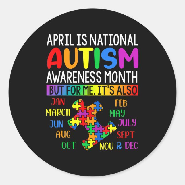 April is National Autism Awareness Month Kids Boys Runder Aufkleber (Vorderseite)