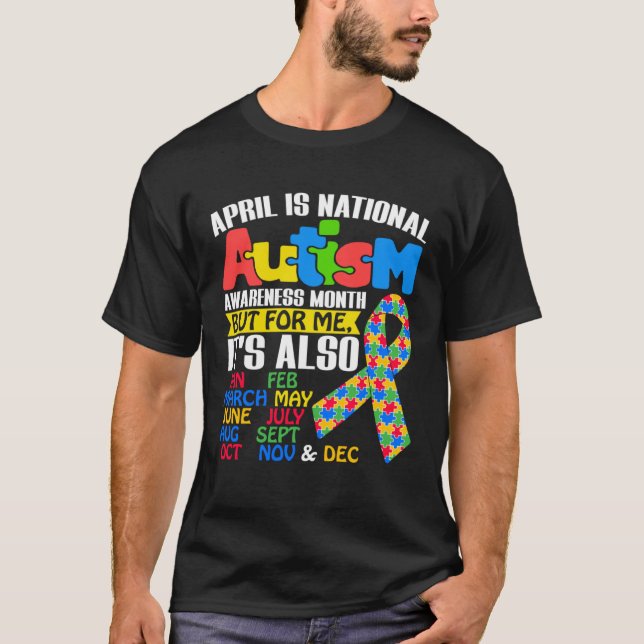 April Is National Autism Awareness Month Puzzle Pi T-Shirt (Vorderseite)