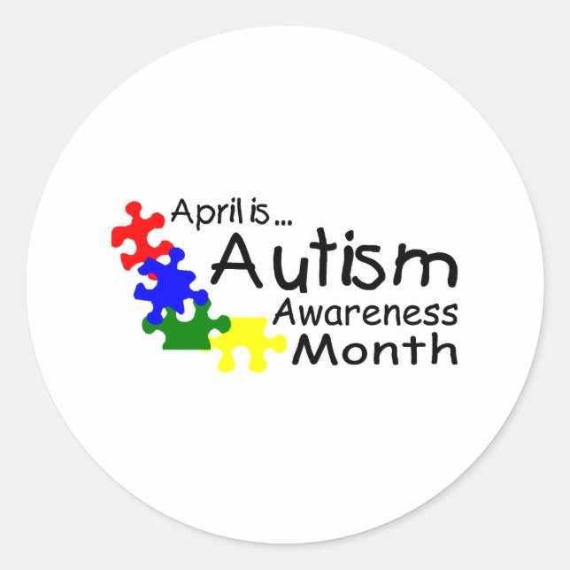 April ist der Monat der Aufklärung über Autismus ( Runder Aufkleber (Vorderseite)