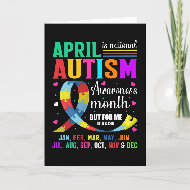 April ist der Monat des nationalen Autismus-Bewuss Karte (Vorderseite)