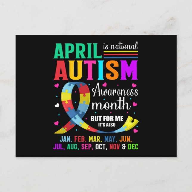 April ist der Monat des nationalen Autismus-Bewuss Postkarte (Vorderseite)
