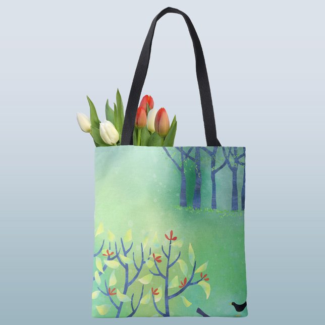 April Landschaftsmalerei Tasche (Green abstract landscape art tote bag)