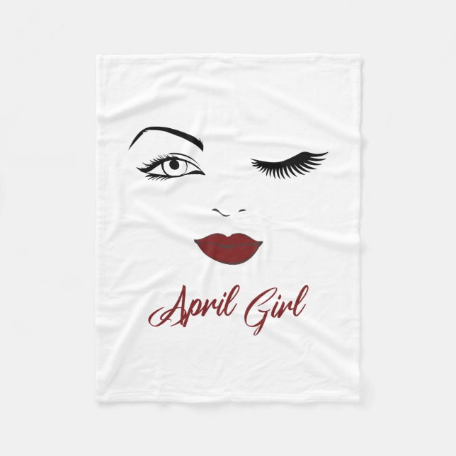 April Mädchen Augen Niedliche Rote Lippen Wink Geb Fleecedecke (Vorderseite)