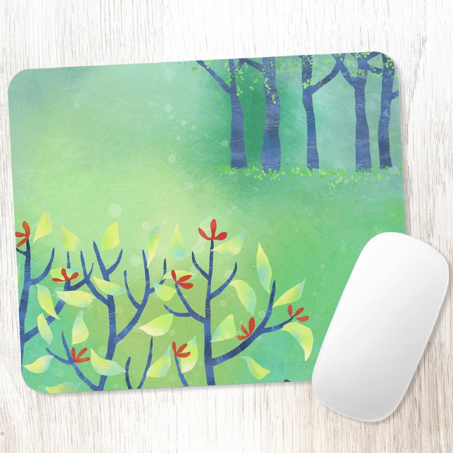 April Moderne Grünlandschaft Natur Malerei Mousepad (Green landscape abstract painting art mousemat)
