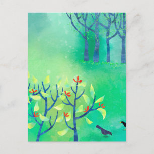 April Moderne Grünlandschaft Natur Malerei Postkarte
