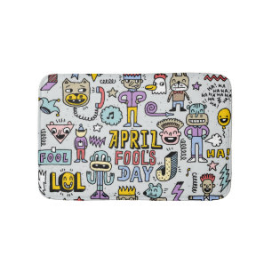 April Narren: farbiges Doodle-Set. Badematte