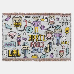 April Narren: farbiges Doodle-Set. Decke