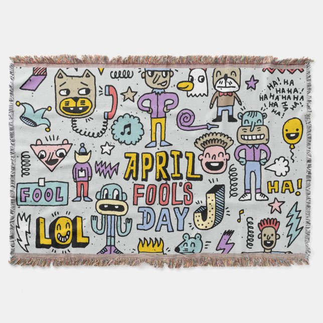 April Narren: farbiges Doodle-Set. Decke (Vorderseite)