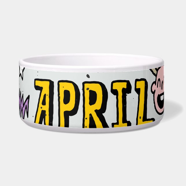 April Narren: farbiges Doodle-Set. Napf (Vorderseite)