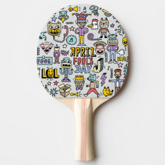 April Narren: farbiges Doodle-Set. Tischtennis Schläger