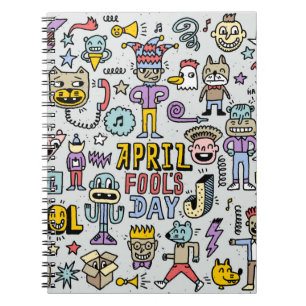 April Narren Tag lustige doodle bunten Set 1. Vint Notizblock