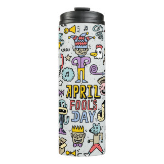 April Narren Tag lustige doodle bunten Set 1. Vint Thermosbecher
