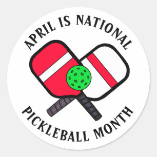 April: National Pickleball Montag Runder Aufkleber