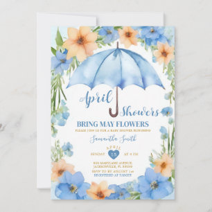 April-Schauer bringen Maiblumen Blaues Regenschirm Einladung