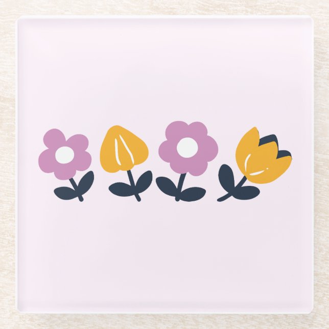 April - Schläge und Nassnasen - Blumenstrauß Glasuntersetzer (Vorderseite)
