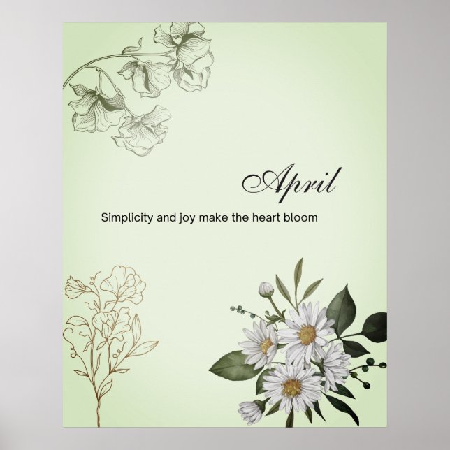 April Simple Joy Floral Print Poster (Vorne)