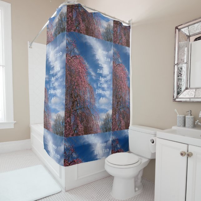 April Sky with Philippians 4:4 Duschvorhang (Beispiel)