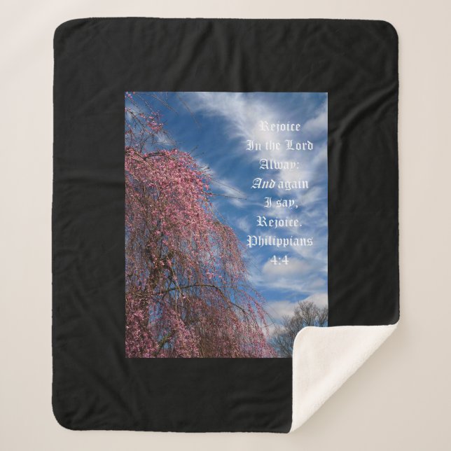 April Sky with Philippians 4:4 Sherpadecke (Vorderseite)