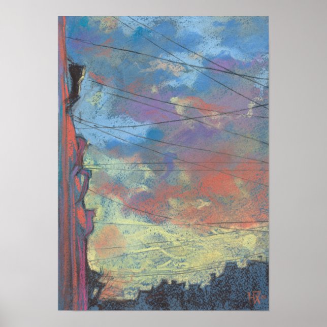 April Sonnenuntergang, Himmelstadt Landschaft Past Poster (Vorne)