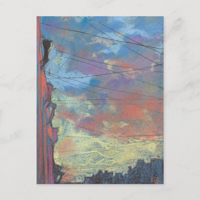 April Sonnenuntergang, Himmelstadt Landschaft Past Postkarte (Vorderseite)