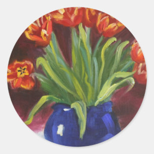 "April Tulips" Runder Aufkleber