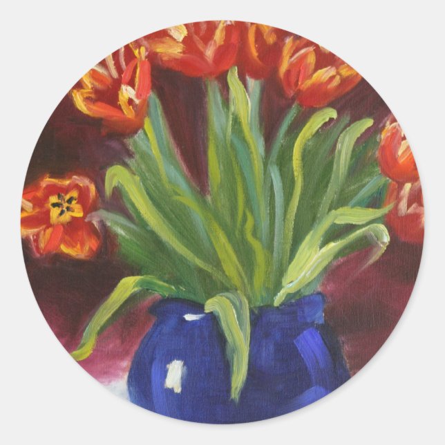 "April Tulips" Runder Aufkleber (Vorderseite)