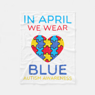 April Wir Tragen Blaues Herz Puzzle Autismus Bewus Fleecedecke