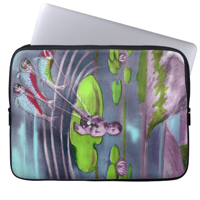 Aprilscherz Vintage französische Postkarte Laptopschutzhülle (Vorderseite)
