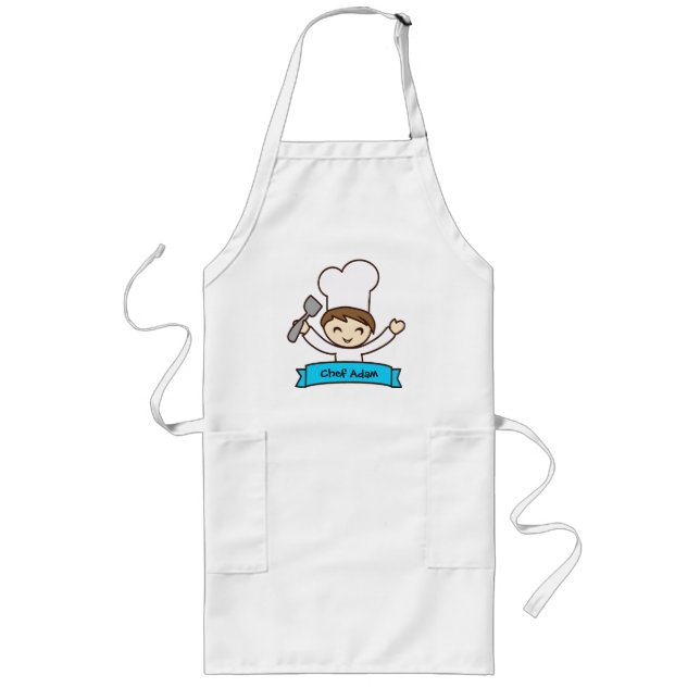 Apron for Kids with Hand-Drawn Masterchef Print Lange Schürze (Vorne)