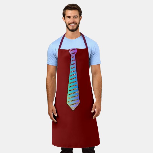 Apron With a Tie Fun Barbecue Dk Red Chef Apron Schürze (Getragen)