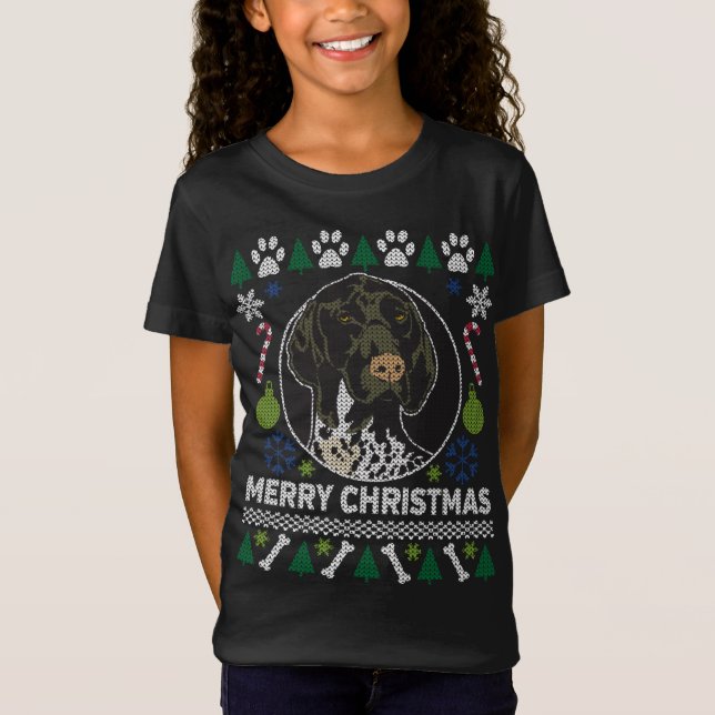 APS Deutscher Kurzfilm Pointer Frohe Weihnachts-Ug T-Shirt (Vorderseite)