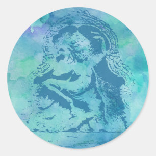 Apsara Blue Runder Aufkleber