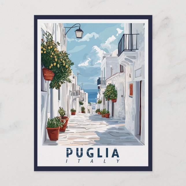 Apulien, Italien: Ein Retro Postkarte (Vorderseite)