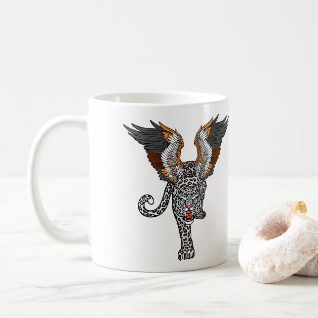 Aq Bars. Legendäre Flügelschneeleopard Kaffeetasse (Mit Donut)