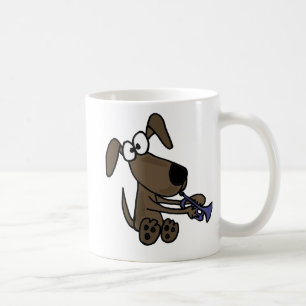AQ-, lustiger Welpen-Hund, der Trompete-Cartoon Kaffeetasse