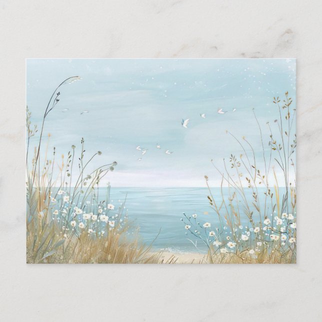 Aqaurell Illustration Strand Landschaft pastell  Postkarte (Vorderseite)