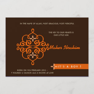 Aqiqah Aqeeqah islamique invitation bébé clé ornée