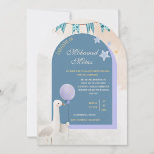 Aqiqah-Einladung für Baby Boy Editierbarer blauer Einladung