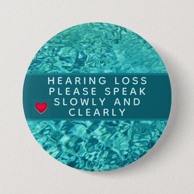 Aqua Abstrakt Heart Hörverlust 3 Zoll Button (Vorderseite)