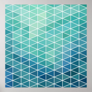 Aqua-abstrakte Dreiecke Poster