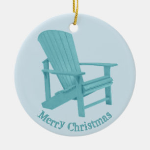 Aqua Adirondack Stuhl Ihr Text Keramikornament