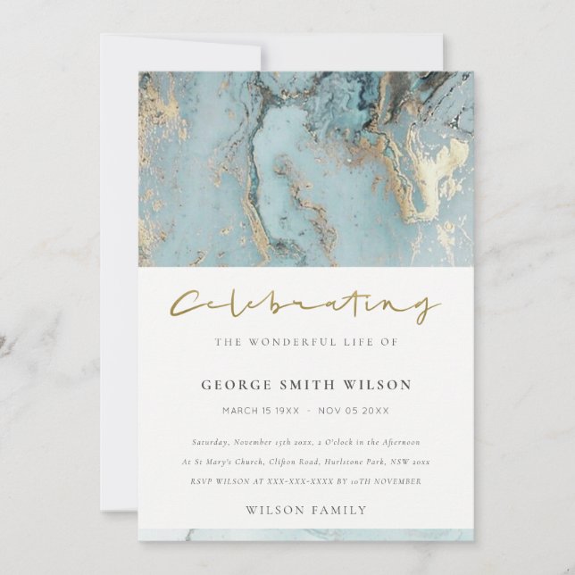 AQUA AGATE CELEBRATING MEMORIVICE INVITE DANKESKARTE (Vorderseite)