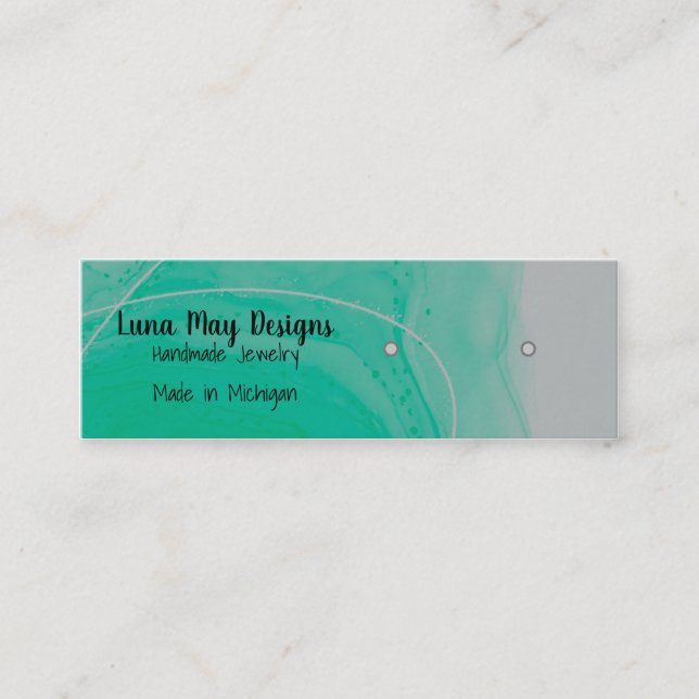 Aqua Alcohol Ink Juwelier Display Business Card Mini Visitenkarte (Vorderseite)