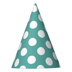 Aqua All White Dots Party Hat Partyhütchen