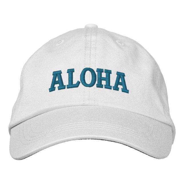 Aqua Aloha Bestickte Baseballkappe (Vorderseite)
