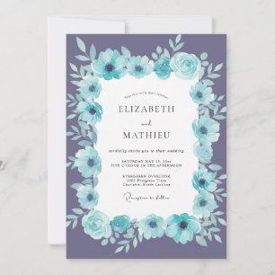 Aqua Amethyst Petal Hochzeit Einladung
